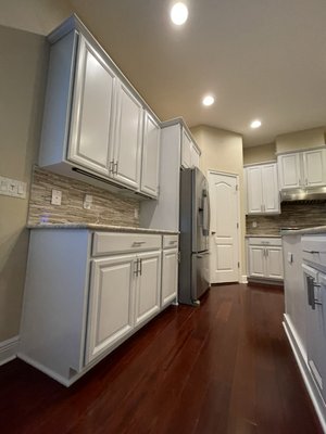 Kitchen remodel - After cabinet refinishing, backsplash, countertops and more. Kitchen remodel - After cabinet refinishing, backsplash, countertops and more.