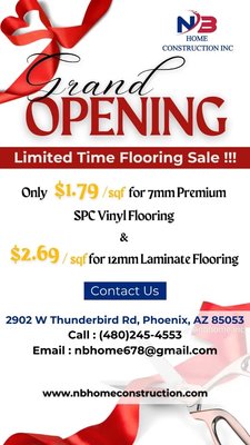 Flooring - Our big sale isn’t limited to flooring alone!
We’re your one-stop shop for all things home improvement and construction. Here’s what we have in store:
Luxurious Flooring: Get top-quality flooring starting at an unbeatable price of $1.79/sqft (with a generous 9.5’’ thickness). Whether it’s tile, laminate, we’ve got options to suit every taste.