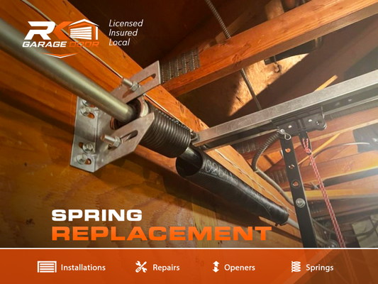 Garage Door Spring Replacement & Repair - A broken or worn garage door spring can put unnecessary strain on the entire system and prevent the door from opening or closing correctly. RK Solutions handles spring replacements with careful attention to proper balance, tension, and performance. We replace damaged or aging springs and make sure the door is operating smoothly before the job is complete, helping extend the life of the garage door system and restore dependable everyday use. Garage Door Spring Replacement & Repair - A broken or worn garage door spring can put unnecessary strain on the entire system and prevent the door from opening or closing correctly. RK Solutions handles spring replacements with careful attention to proper balance, tension, and performance. We replace damaged or aging springs and make sure the door is operating smoothly before the job is complete, helping extend the life of the garage door system and restore dependable everyday use.