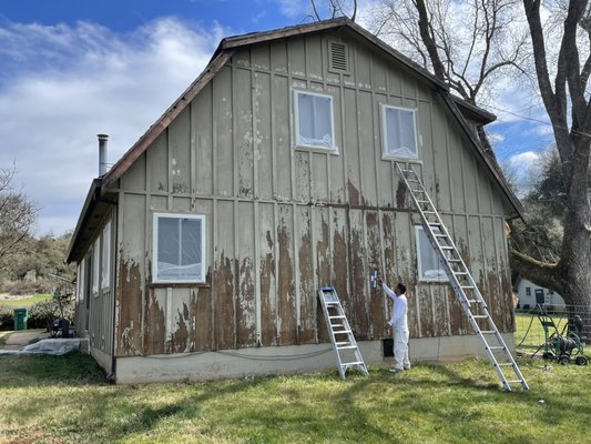 Rescue, CA - Power wash, scrape, sand, prime, permanent patch and 2 coats of paint