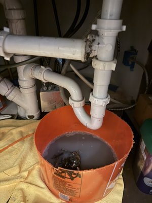 GARBAGE DISPOSAL DRAIN CLOG - Customer reached out , garbage disposal side of the sink was backing up. Showed up at the customers home to find out the line was clogged with a type of vegetable that didn’t grind right. Luckily didnt burn out that 1/3 motor and was able to clear this in under a hour!