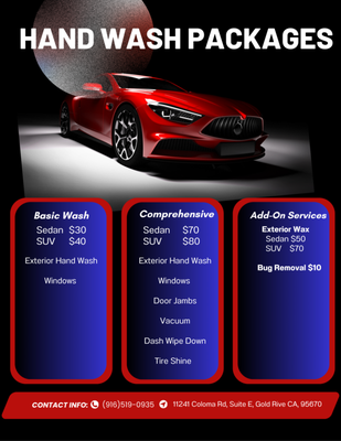 Hand Wash Packages - We offer 2 Hand Wash Packages. Hand Wash Packages - We offer 2 Hand Wash Packages.