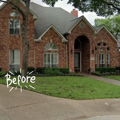 Exterior Red Brick Transformation - It was a pleasure making this Home Owners dream of an updated more modern look for their house come true! Call us for a FREE Estimate and Consultation to see what we can do for you :)