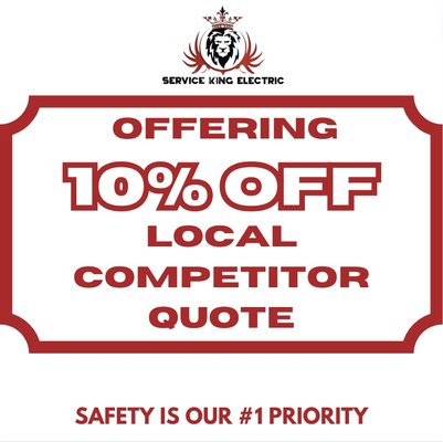 DISCOUNT - Our electric company is proud to offer a special promotion for new customers - 10% off our local competitors' rates. 

Don't let high prices hold you back from enjoying the comforts of electricity in your home or business. 

Take advantage of this limited time offer and make the switch to our electric company today. Contact us to learn more about how you can start saving with our 10% discount on local competitor rates. 

Trust us to power your life and keep your wallet happy. Switch to us for the best electricity services at the best prices.