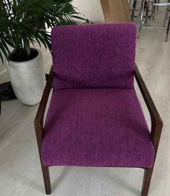 Arm Chair Reupholstery Project - Amazing change to this mid-century wooden epic piece. Great quality fabric provided and very fast delivery.