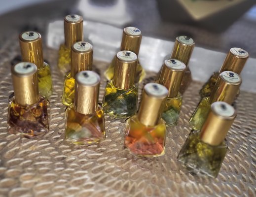 All About the Crystals - LuxCherie Stuff offers various crystals/stones; crystals oils--each scented with a complementary essential and handmade by LuxCherie Stuff's owner; as well as crystal bracelets made by Carmen--14 year old entrepreneur and owner/operator of Charm'd by Carm.