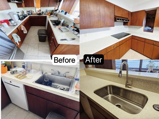 Before and After Work - Any job. Any dream. Any size. We build for you.
The kitchen was replace with new quartz countertops and sinks. Keeping the existing wood cabinets. Also switch from standard 6 in backsplash to full wall backsplash. Choosing the right color of the countertops to match the cabinets is really important! Before and After Work - Any job. Any dream. Any size. We build for you.
The kitchen was replace with new quartz countertops and sinks. Keeping the existing wood cabinets. Also switch from standard 6 in backsplash to full wall backsplash. Choosing the right color of the countertops to match the cabinets is really important!
