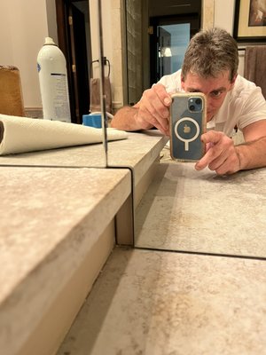Custom vanity mirror - This mirror was cracked during a bathroom remodel, needed replacement mirror. Custom vanity mirror - This mirror was cracked during a bathroom remodel, needed replacement mirror.