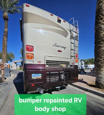 RV body repair and collision - customer back into his trailer which crack bumper in the process. RV body shop and repair open for business. RV body repair and collision - customer back into his trailer which crack bumper in the process. RV body shop and repair open for business.