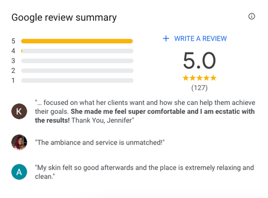 Google Reviews - Discover why our clients rave about us with our glowing 5-star reviews on Google! From exceptional service to stunning results, we consistently exceed expectations and leave our customers feeling confident and beautiful. Join the hundreds of happy clients who trust us for their beauty needs—book your appointment today and experience the difference!