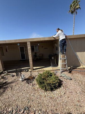 Gutter Service - One of the services we provide is cleaning those gutters out! Cleaning the gutters is crucial to prevent water damage to your home and mold growth. Call us today for a quote! It's better than replacing your roof!