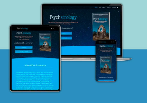 Psychstrology book website with online store - This is a book website for an author. I also designed the new book cover too. The web design update included an online store for buying the author's book.