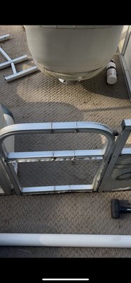 Customized boat railing and door - Had to shorten railing then weld, along with adding 3.5 inches to door. Customized boat railing and door - Had to shorten railing then weld, along with adding 3.5 inches to door.