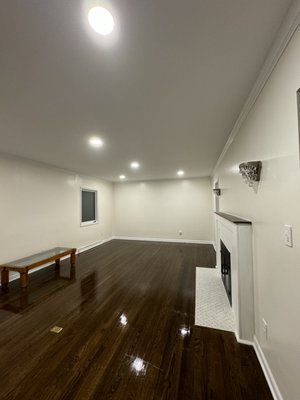 Recessed lighting - This was on a first floor so we did have to cut the ceiling but we do paint and drywall as well for an all in 1 service!