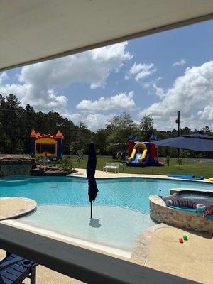 Pool Party - A & A Oasis is the place to have a birthday party, graduation, family reunion, gender reveal, or just a time for celebration with family and friends. We have a full outdoor kitchen, with grill and griddle, sink, fridge. We also have pool and outdoor games such as tic tac toe and Tetris tumble, volleyball, and basketball. Pool Party - A & A Oasis is the place to have a birthday party, graduation, family reunion, gender reveal, or just a time for celebration with family and friends. We have a full outdoor kitchen, with grill and griddle, sink, fridge. We also have pool and outdoor games such as tic tac toe and Tetris tumble, volleyball, and basketball.