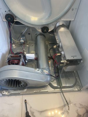 Dryer Deep Cleaning & Heating Element Service - This dryer was running inefficiently, with heavy lint and dust buildup covering the drum supports, blower, and heating element housing - a real fire hazard and a drag on drying performance. Our team fully opened up the unit and deep cleaned every internal component, then serviced the heating element to make sure it was working safely and efficiently. The difference was dramatic: what came in caked in years of lint dust went out clean, safe, and running like new. Dryer Deep Cleaning & Heating Element Service - This dryer was running inefficiently, with heavy lint and dust buildup covering the drum supports, blower, and heating element housing - a real fire hazard and a drag on drying performance. Our team fully opened up the unit and deep cleaned every internal component, then serviced the heating element to make sure it was working safely and efficiently. The difference was dramatic: what came in caked in years of lint dust went out clean, safe, and running like new.
