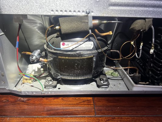 LG Refrigerator Repair / Compressor Replacement - Wave Appliance Repair successfully completed a compressor replacement on an LG refrigerator, performed by a highly experienced technician. The project involved diagnosing the cooling issue, safely removing the faulty compressor, and installing a new, manufacturer-approved LG compressor. LG Refrigerator Repair / Compressor Replacement - Wave Appliance Repair successfully completed a compressor replacement on an LG refrigerator, performed by a highly experienced technician. The project involved diagnosing the cooling issue, safely removing the faulty compressor, and installing a new, manufacturer-approved LG compressor.