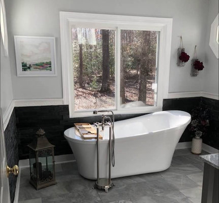 Bathroom Remodel - This bathroom was in bad shape. Old soaker tub, not enough windows. This is what it looked like when we were through Bathroom Remodel - This bathroom was in bad shape. Old soaker tub, not enough windows. This is what it looked like when we were through