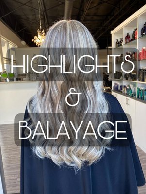Highlights/Balayage - Want to add subtle color dimension to your natural hair color or looking for something bold? Elevate your hair with precision and brilliance through our foil highlights and balayage services. Our skilled stylists use the artful technique of foil placement to create stunning, multi-dimensional effects. Whether you desire natural-looking sunlit streaks or bold, fashion-forward highlights, our foil highlighting process ensures precise color placement for a seamless and radiant finish. Experience the artistry of our balayage specialists, where hand-painted highlights create seamless natural-looking blends of color, adding depth and dimension to your locks. Our skilled stylists tailor each balayage application to complement your unique style, delivering a natural, sun-kissed look that enhances your individual beauty! Highlights/Balayage - Want to add subtle color dimension to your natural hair color or looking for something bold? Elevate your hair with precision and brilliance through our foil highlights and balayage services. Our skilled stylists use the artful technique of foil placement to create stunning, multi-dimensional effects. Whether you desire natural-looking sunlit streaks or bold, fashion-forward highlights, our foil highlighting process ensures precise color placement for a seamless and radiant finish. Experience the artistry of our balayage specialists, where hand-painted highlights create seamless natural-looking blends of color, adding depth and dimension to your locks. Our skilled stylists tailor each balayage application to complement your unique style, delivering a natural, sun-kissed look that enhances your individual beauty!