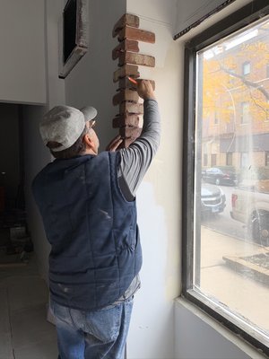 Installation of Brick Veneer in Restaurant - Commercial Tile Installation: Brick Veneer Tile Installation in near north side restaurant Installation of Brick Veneer in Restaurant - Commercial Tile Installation: Brick Veneer Tile Installation in near north side restaurant