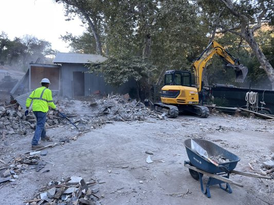 Fillmore CA House Demolition. - This was a very challenging job that we completed recently the scope of work was to demolish and remove two houses￼ back in the hills of Fillmore it was completely off grid. All the debris had to be tracked out using four-wheel-drive trucks.￼￼