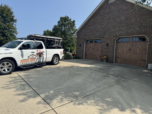 Garage Door Replacement in Carmel - Completed a garage door replacement for a homeowner in Carmel, IN. We remove the old door, installed the new system, checked door balance and operation, and made sure everything was running safely and smoothly before leaving. Rose Garage Door Solutions provides honest, quality garage door replacement in Carmel and surrounding areas.