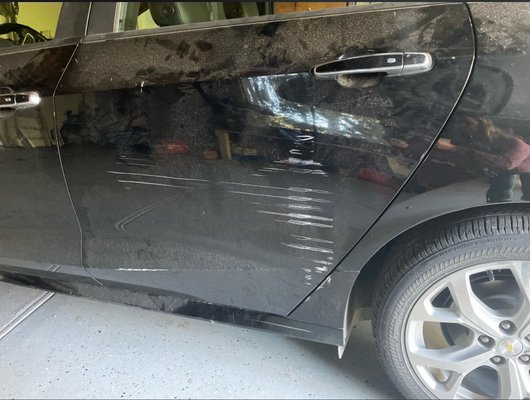 Some deep scratches in the back driver side door and corner panel of this 2016 Chevy volt - All work done at customers premises same day! Some deep scratches in the back driver side door and corner panel of this 2016 Chevy volt - All work done at customers premises same day!