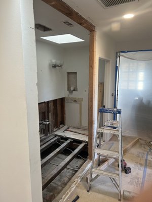 Bathroom remodel, Weschester. - Convert old laundry room to new master bathroom. Full gut, re-route utilities, through to finish. Customer selected all finish materials. Bathroom remodel, Weschester. - Convert old laundry room to new master bathroom. Full gut, re-route utilities, through to finish. Customer selected all finish materials.
