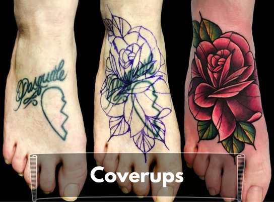 Coverups - Got something you wish you could do over? Old tattoo not what it used to be? Whoever's in the heart isn't in your heart anymore? Contact Shane Munce at Pussykat Tattoo to get your coverup today!