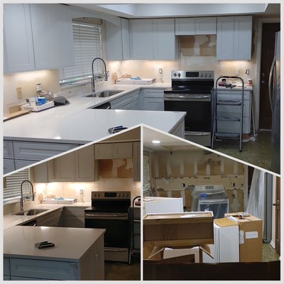 Kitchen remodel - We hung the cabinets and did all the electrical work. Wish I had pictures of after backsplash was installed