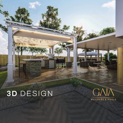 3D Design - Creating backyard oases with professional expertise turns outdoor spaces into personalized havens of tranquility. Our skilled designers meticulously plan and execute each project, blending natural elements, functional features, and aesthetic appeal to craft bespoke retreats perfectly tailored to your lifestyle. Let us transform your backyard into a sanctuary where you can escape, unwind, and reconnect with nature in sublime comfort and style.