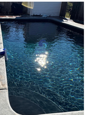 Pool remodel new tile & plaster - We gave this worn-out pool a complete facelift! The old surface was replaced with smooth black plaster for a sleek, modern finish, and new black tile was added to elevate the look. The result? A stunning, refreshed pool that’s ready for summer fun! Pool remodel new tile & plaster - We gave this worn-out pool a complete facelift! The old surface was replaced with smooth black plaster for a sleek, modern finish, and new black tile was added to elevate the look. The result? A stunning, refreshed pool that’s ready for summer fun!