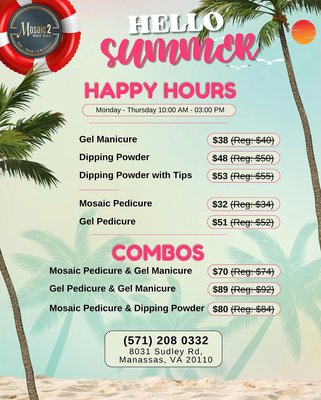 HAPPY HOUR - 💯 Work by ♥️
Call us to schedule your appointment 🥰
☎️ 703 639 0939
🎉 HAPPY HOURS ️🎉
Monday - Thursday
10:00 AM - 03:00 PM
🖤HAPPY FRIDAY🖤
10:00 AM - 08:00 PM
💥 Gel Manicure: $38 (Reg: $40)
Dipping Powder: $48(Reg: $50)
Dipping Powder with Tips: $53 (Reg: $55)
💥 Mosaic Pedicure: $32 (Reg: $34)
Gel Pedicure: $51 (Reg: $52)
👉🏻 Mosaic Pedicure & Gel Manicure: $70 (Reg: $74)
👉🏻 Gel Pedicure & Gel Manicure: $89 (Reg: $92)
👉🏻 Mosaic Pedicure & Dipping Powder: $80 (Reg: $84)
😘 𝗘𝘆𝗲 𝗕𝗲𝗮𝘂𝘁𝘆 𝗦𝗽𝗲𝗰𝗶𝗮𝗹
15% 𝗢𝗙𝗙 for Lash Extensions - Full Set
𝟭𝟬% 𝗢𝗙𝗙 for Lash Extensions - Refill.
𝐹𝑜𝑟 𝑚𝑜𝑟𝑒 𝑙𝑢𝑠𝑐𝑖𝑜𝑢𝑠 𝑎𝑛𝑑 𝑓𝑙𝑢𝑡𝑡𝑒𝑟𝑦 𝑙𝑎𝑠ℎ𝑒𝑠.
ℬℴℴ𝓀 𝒴ℴ𝓊𝓇 𝒜𝓅𝓅ℴ𝒾𝓃𝓉𝓂ℯ𝓃𝓉 𝒩ℴ𝓌.
#Nail #trend #fallschurch #va #nails #nailsoftiktok #usa #nailsart #tiktok HAPPY HOUR - 💯 Work by ♥️
Call us to schedule your appointment 🥰
☎️ 703 639 0939
🎉 HAPPY HOURS ️🎉
Monday - Thursday
10:00 AM - 03:00 PM
🖤HAPPY FRIDAY🖤
10:00 AM - 08:00 PM
💥 Gel Manicure: $38 (Reg: $40)
Dipping Powder: $48(Reg: $50)
Dipping Powder with Tips: $53 (Reg: $55)
💥 Mosaic Pedicure: $32 (Reg: $34)
Gel Pedicure: $51 (Reg: $52)
👉🏻 Mosaic Pedicure & Gel Manicure: $70 (Reg: $74)
👉🏻 Gel Pedicure & Gel Manicure: $89 (Reg: $92)
👉🏻 Mosaic Pedicure & Dipping Powder: $80 (Reg: $84)
😘 𝗘𝘆𝗲 𝗕𝗲𝗮𝘂𝘁𝘆 𝗦𝗽𝗲𝗰𝗶𝗮𝗹
15% 𝗢𝗙𝗙 for Lash Extensions - Full Set
𝟭𝟬% 𝗢𝗙𝗙 for Lash Extensions - Refill.
𝐹𝑜𝑟 𝑚𝑜𝑟𝑒 𝑙𝑢𝑠𝑐𝑖𝑜𝑢𝑠 𝑎𝑛𝑑 𝑓𝑙𝑢𝑡𝑡𝑒𝑟𝑦 𝑙𝑎𝑠ℎ𝑒𝑠.
ℬℴℴ𝓀 𝒴ℴ𝓊𝓇 𝒜𝓅𝓅ℴ𝒾𝓃𝓉𝓂ℯ𝓃𝓉 𝒩ℴ𝓌.
#Nail #trend #fallschurch #va #nails #nailsoftiktok #usa #nailsart #tiktok