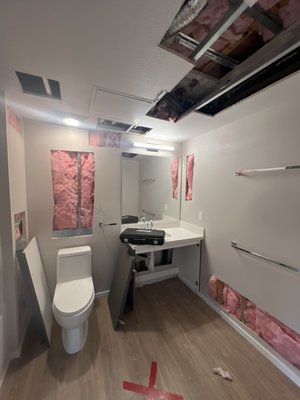 Commercial Water Mitigation - Unfortunately, a leak occurred on the 8th floor of an apartment building in the ceiling and traveled all the way down to the lowest unit on the 2nd floor. Due to the presence of wet insulation in the walls and ceilings, they needed to be channel cut to remove the wet insulation. Once removed, we were able to dry the remaining drywall and framing. The flooring adhesive failed due to moisture intrusion and had to be removed in the worst areas as well. These units are already under repair and should be back to pre-loss condition within a week or two!