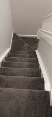 Stairwell Cleaning Services - In these photos l show you the before and after of my work on a carpet staircase.