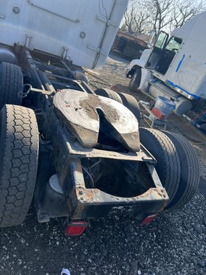 Peterbuilt chasis done and ready for primer - Peter built chasis was all rusted customer wanted too make it look brand new