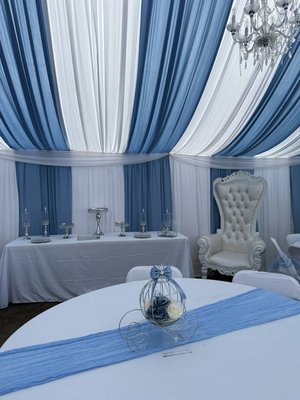 Quinceanera - Beautiful throne chair and dessert stands provided for the birthday girl on her special day. Quinceanera - Beautiful throne chair and dessert stands provided for the birthday girl on her special day.