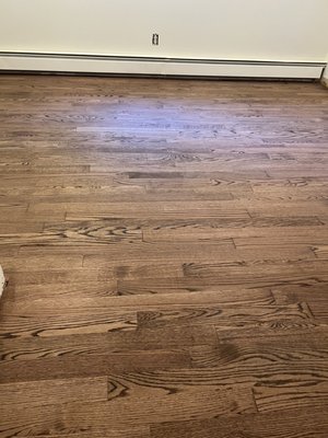 Red Oak Install w/ Special Walnut Stain - New install of solid red oak flooring sanded and stained beautifully using special walnut stain