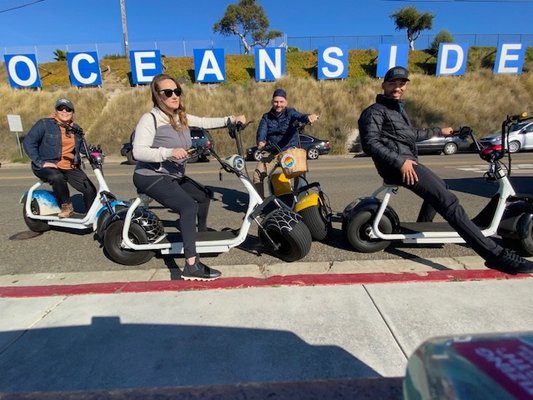Ride N Dine - Rent a fat tire scooter for 3 hours for $130 and eat at an Oceanside restaurant during your rental experience, bring us your receipt and we will give you $30 back. You will be helping another small business and you will be advertising for us as well. Take your time and enjoy your meal and still have 2 hours left of riding. Must be 18 or older, weight limit 250lbs per rider, have learners permit or regular drivers license. $300 refundable security deposit required.