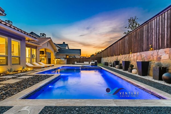 Chic Custom Straight-Line Pool/Negative Edge Spa - Investing in a custom swimming pool or backyard retreat is not only an important financial decision, but a lifestyle decision. The staff at Venture Custom Pools take everything into consideration when we meet with you and your family to truly make your experience unique and customized to your backyard. Chic Custom Straight-Line Pool/Negative Edge Spa - Investing in a custom swimming pool or backyard retreat is not only an important financial decision, but a lifestyle decision. The staff at Venture Custom Pools take everything into consideration when we meet with you and your family to truly make your experience unique and customized to your backyard.