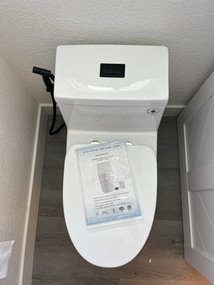 New toilet installation. We install all types of toilets, bidets, and urinals. - This was a new toilet install of a skirted bidet hybrid model. These newer models are EPA compliant, conveniently hide the bolts for the toilet, and offer a bidet sprayer for maximum cleanliness. New toilet installation. We install all types of toilets, bidets, and urinals. - This was a new toilet install of a skirted bidet hybrid model. These newer models are EPA compliant, conveniently hide the bolts for the toilet, and offer a bidet sprayer for maximum cleanliness.