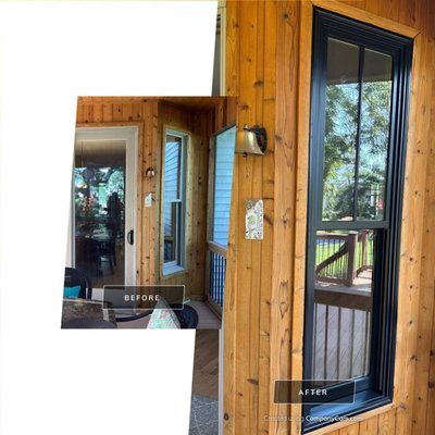 Window replacement - These are A series Andersen Windows. The black exterior updated the entire look of the home.