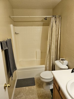 Bathroom Remodel - Removed old tub/shower, floor tile, vanity, mirror, lights, and fixtures. Installed new walk in shower, new vanity, medicine cabinet, lighting, floor tile, all fixtures, installed 2 grab bars in the shower and gave the bathroom a fresh coat of paint.
