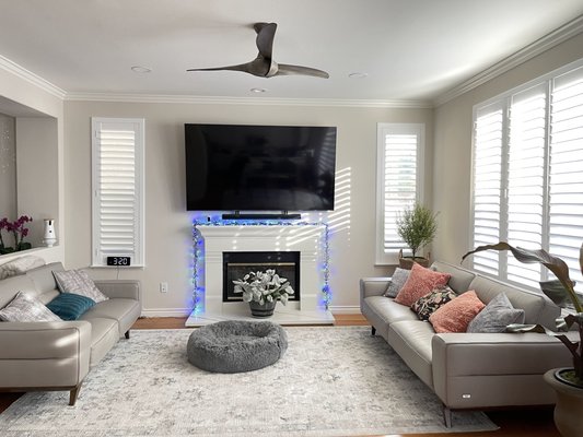 Shutter Installation - This beautifully remodeled home had large windows and custom shaped windows throughout the house. Shutters definitely compliment any interior! Shutter Installation - This beautifully remodeled home had large windows and custom shaped windows throughout the house. Shutters definitely compliment any interior!