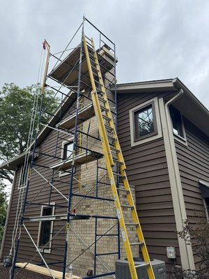 New Concrete Chimney Crown Installation - New Concrete Chimney Crown Installation 



This homeowner was experiencing leaks inside their home due to a failing chimney. To solve the problem, we tore down the old, damaged chimney and rebuilt it with a brand-new concrete crown designed to protect against water intrusion.



-Removed the old leaking chimney

- Installed a durable, weather-resistant crown

-Stopped leaks and safeguarded the home’s structure



Now the chimney is solid, watertight, and built to last—giving the homeowner peace of mind.
