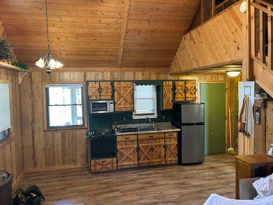 Kitchen add on and remodel  - Customer wanted to extend out kitchen area for more space in this small cabin so we took it out 8 foot. Take a look below. Updated electrical and plumbing.  Kitchen add on and remodel  - Customer wanted to extend out kitchen area for more space in this small cabin so we took it out 8 foot. Take a look below. Updated electrical and plumbing. 