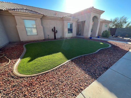 Residential Turf Installations - Spend more time enjoying your yard with your family and less time maintaining it by installing artificial turf! Imagine having a beautiful, clean, safe, soft, green, groomed lawn every day without ever having to mow, weed, edge, or fertilize! You'll be helping the environment AND your wallet by eliminating the expensive need to water your lawn. Artificial turf is safe for the entire family, including your pets! For dog owners, waste clean-up has never been easier than with artificial turf.
Contact us today for a FREE estimate! Residential Turf Installations - Spend more time enjoying your yard with your family and less time maintaining it by installing artificial turf! Imagine having a beautiful, clean, safe, soft, green, groomed lawn every day without ever having to mow, weed, edge, or fertilize! You'll be helping the environment AND your wallet by eliminating the expensive need to water your lawn. Artificial turf is safe for the entire family, including your pets! For dog owners, waste clean-up has never been easier than with artificial turf.
Contact us today for a FREE estimate!