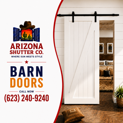 Barn Doors - Custom barn doors add character, function, and architectural interest to your home. They are a distinctive solution for creating privacy, separating spaces, concealing openings, or adding a bold design feature without the swing space required by a traditional hinged door.
Our portfolio showcases barn doors designed to complement a variety of interiors, from modern and contemporary to rustic, transitional, and farmhouse-inspired spaces. Each project is selected and planned with attention to proportion, finish, hardware, and the surrounding room so the final installation feels cohesive and intentional.
Barn doors can be a beautiful choice for bedrooms, offices, pantries, laundry rooms, closets, bathrooms, entertainment areas, and more. Explore our work for inspiration and see how the right barn door can become both a functional feature and a memorable focal point.
Call (623) 240-9240 to schedule a consultation and discuss a custom barn door for your home. Barn Doors - Custom barn doors add character, function, and architectural interest to your home. They are a distinctive solution for creating privacy, separating spaces, concealing openings, or adding a bold design feature without the swing space required by a traditional hinged door.
Our portfolio showcases barn doors designed to complement a variety of interiors, from modern and contemporary to rustic, transitional, and farmhouse-inspired spaces. Each project is selected and planned with attention to proportion, finish, hardware, and the surrounding room so the final installation feels cohesive and intentional.
Barn doors can be a beautiful choice for bedrooms, offices, pantries, laundry rooms, closets, bathrooms, entertainment areas, and more. Explore our work for inspiration and see how the right barn door can become both a functional feature and a memorable focal point.
Call (623) 240-9240 to schedule a consultation and discuss a custom barn door for your home.