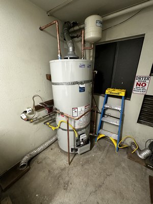 Commercial Water Heater Replacement - Six unit building had a leaking water that did not produce hot water. I was able to replace a 100gallon natural gas water heater, while modifying the hotter recirculation pump in one day. Happy tenants with hot water. Commercial Water Heater Replacement - Six unit building had a leaking water that did not produce hot water. I was able to replace a 100gallon natural gas water heater, while modifying the hotter recirculation pump in one day. Happy tenants with hot water.