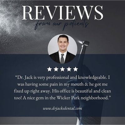 Hear from Our Patients! - At Dr. Jack's Dental Lounge in Wicker Park, Chicago, Dr. Jack Geissler combines a deep-rooted passion for dentistry with extensive expertise. Enjoy a unique, lounge-like experience with a focus on comfort and personal care. We offer compassionate, comprehensive dentistry, and welcome you to experience our state-of-the-art dental care.